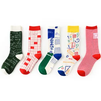 Осенне-зимние хлопковые женские носки унисекс для колледжа и школы Harajuku, повседневные женские и мужские длинные носки