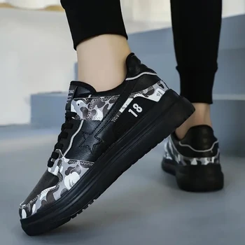 Осенью 2023 года Новые мужские вулканизированные кроссовки, Модная повседневная обувь на толстой подошве со шнуровкой, Дышащая мужская обувь с рисунком Tenis Masculino