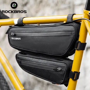 Официальные велосипедные сумки ROCKBROS 2 В 1, водонепроницаемая съемная комбинация, передняя трубчатая рама, Треугольная велосипедная