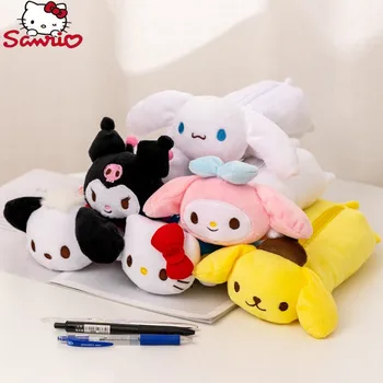 Плюшевый пенал Sanrio Hello Kitty Kuromi Большой емкости на молнии Канцелярские коробки Сумки для ручек Канцелярские принадлежности для студентов