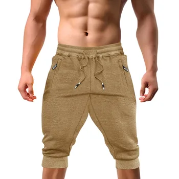 Повседневные шорты 3/4 Jogger Capri Pants Мужские дышащие шорты ниже колена для занятий спортом на открытом воздухе в тренажерном зале с карманами на молнии