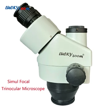 Профессиональная тринокулярная головка микроскопа Simul Focus Stereo Zoom Microscopio для ремонта пайки Объектив из оптического стекла с креплением 76 мм