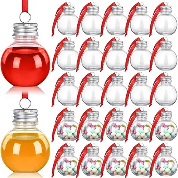 Рождественские Украшения для винной елки, бутылки для воды, лампочки, Колокольчики, Пластиковые прозрачные шарики в форме Рождественской елки