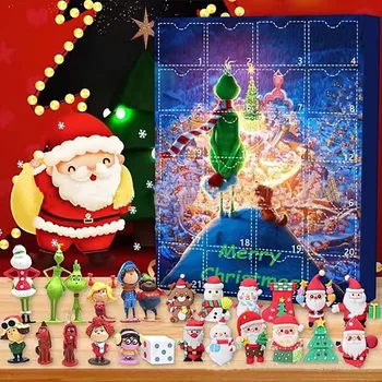 Рождественский Адвент-календарь Содержит 24 подарка, рождественские милые фигурки, кукольный адвент-календарь, Рождественский календарь обратного отсчета