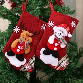 Рождественский чулок, подарочный пакет, носок Санта-Клауса, сумка для конфет, Мягкая прочная, создающая рождественскую атмосферу, Сумка Для украшения детской подарочной упаковки.