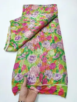 Роскошная африканская кружевная ткань 2023 года, новейшая индийская ткань сари, Высококачественная тюлевая кружевная ткань с 3D-принтом и блестками, свадебное платье YYZ9232