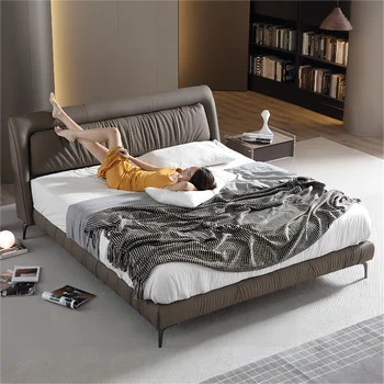 роскошный итальянский спальный гарнитур мебель king size современная итальянская двуспальная кровать дизайнерский мебельный гарнитур кожаная роскошная мягкая кровать