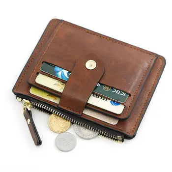Роскошный Маленький мужской кошелек для кредитных ID-карт, мужской тонкий кожаный кошелек с карманом для монет, Брендовый Дизайнерский кошелек для мужчин и женщин