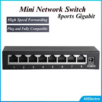 Сетевой Коммутатор 1000M YYS-1008G 10 Портов Высокоскоростной VLAN RJ45 1000 Мбит/с Fast Ethernet Сетевой Коммутатор Gigabit