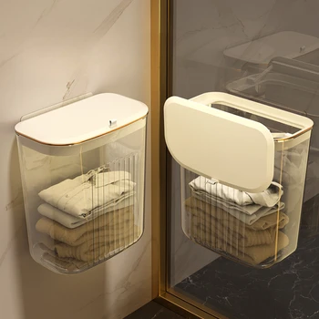 Скандинавские Прозрачные корзины для хранения белья в ванной, Настенный Бытовой Многофункциональный Кухонный ящик для мусора