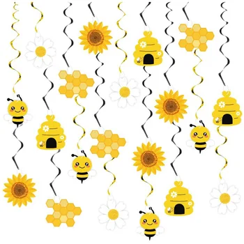 Спиральный кулон в стиле пчелы, Желтая пчела, вечеринка по случаю дня рождения сладкой пчелы, украшение для вечеринки в подсолнечном лифте