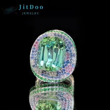 Стильное ретро кольцо с мятно-зеленым турмалином JitDoo, роскошные Зеленые бриллианты для женщин, элегантные обручальные кольца, аксессуар, подарок для вечеринки