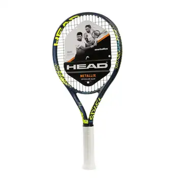 Теннисная ракетка MX Spark Elite для взрослых, на шнуровке, 27 дюймов, размер 102 кв. дюйма, темно-синий / желтый, 9,3 унции