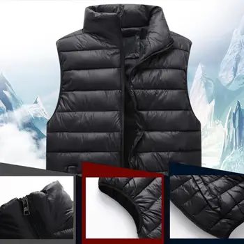 Толстый зимний жилет, уютное зимнее пуховое пальто с воротником-стойкой для пар, Ветрозащитная верхняя одежда с подкладкой и защитой шеи для мужчин