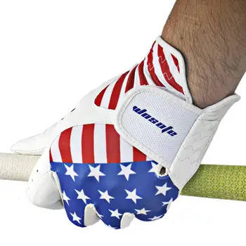Удобная перчатка для гольфа, мужская перчатка для гольфа с регулируемой застежкой с рисунком американского флага, прочная синтетическая кожа для левой руки