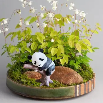Украшение в виде фигурки панды, Миниатюрная статуэтка Панды для внутреннего террариума на заднем дворе