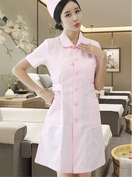 Униформа медсестры, женская летняя лабораторная рабочая одежда с короткими рукавами