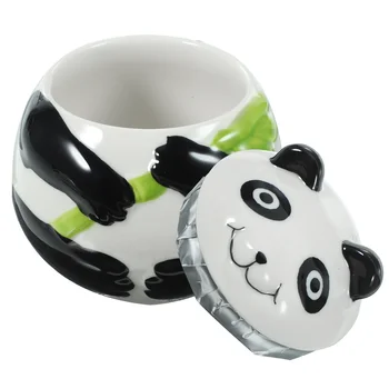 Чайник Panda Керамический Контейнер для кофе Кухонная канистра В форме банки Для хранения керамики Бытовой Черный