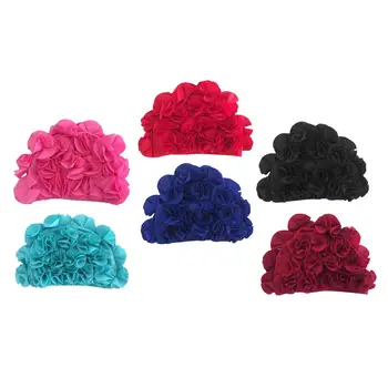 Шапочки для плавания Пляжные многоразовые в цветочек Легкие Модные Праздничные Эластичные шапочки для плавания для женщин, молодежи, девушек, для защиты ушей от завитков волос