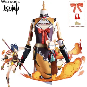 【Wetrose】В наличии Оригинальные Классические костюмы для косплея Genshin Impact XiangLing Shanrin, полный комплект, аниме-игра, вечеринка на Хэллоуин