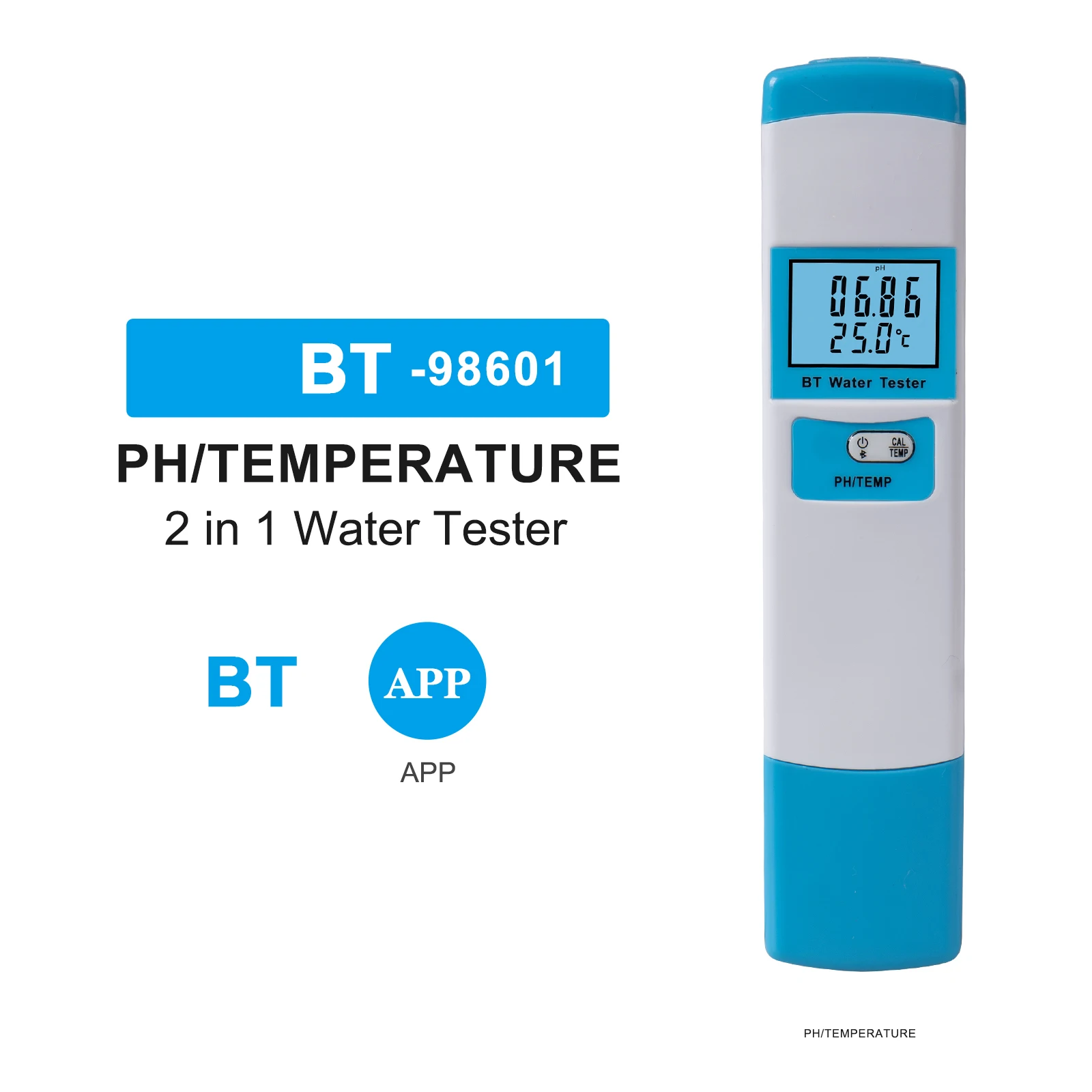 Интеллектуальный тестер качества воды BT 2в1, измеритель PH-температуры, Тестер марикультуры для питьевой воды, Аквариум, бассейн