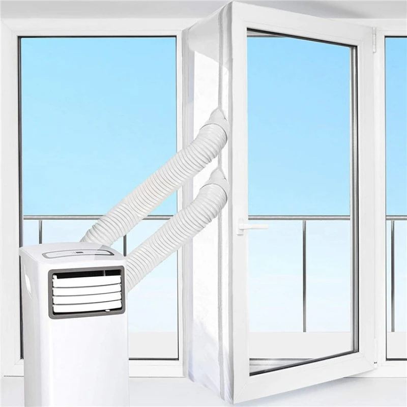 Уплотнитель окна для портативного кондиционера, Уплотнитель окна с застежкой-молнией и быстрым приклеиванием, прост в установке.